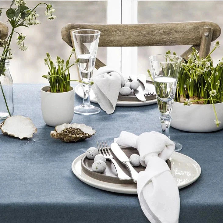 Set of 4 Large Traditional 100% Pure Linen Napkins - White, Beige, Blue, Grey & Brown
