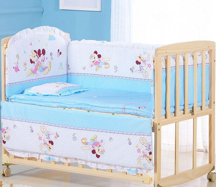 5pcs Cotton Baby Crib Bedding Set – Infant Bumpers & Safety Bed Fence Protector for Nursery Decor