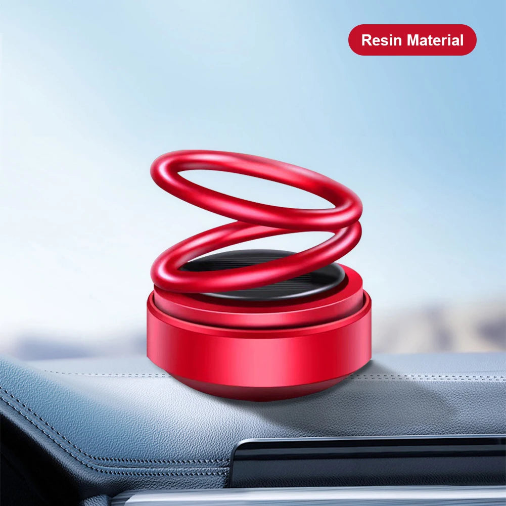 Solar Powered Car Fragrance Diffuser – Rotating Double Ring Aromatherapy Decoration