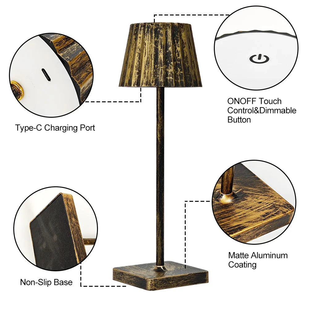 Portable Cordless LED Rechargeable Outdoor & Indoor Table Lamp with Pleated Shade - 3 Colours
