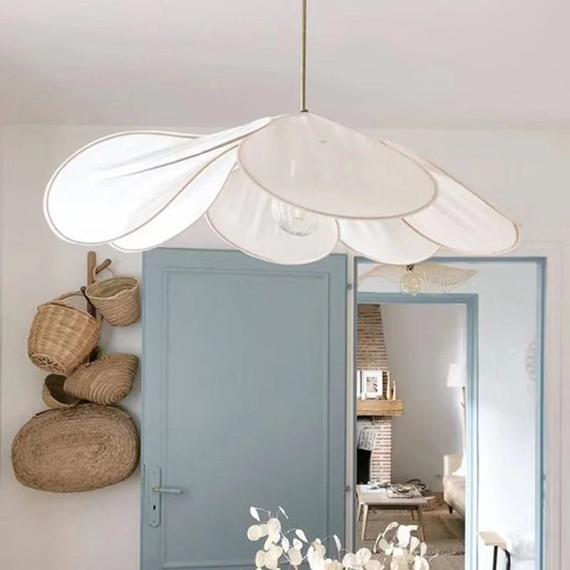 Bohemian Natural Wabi Sabi Petal Linen Pendant Ceiling Light - 6 Colours