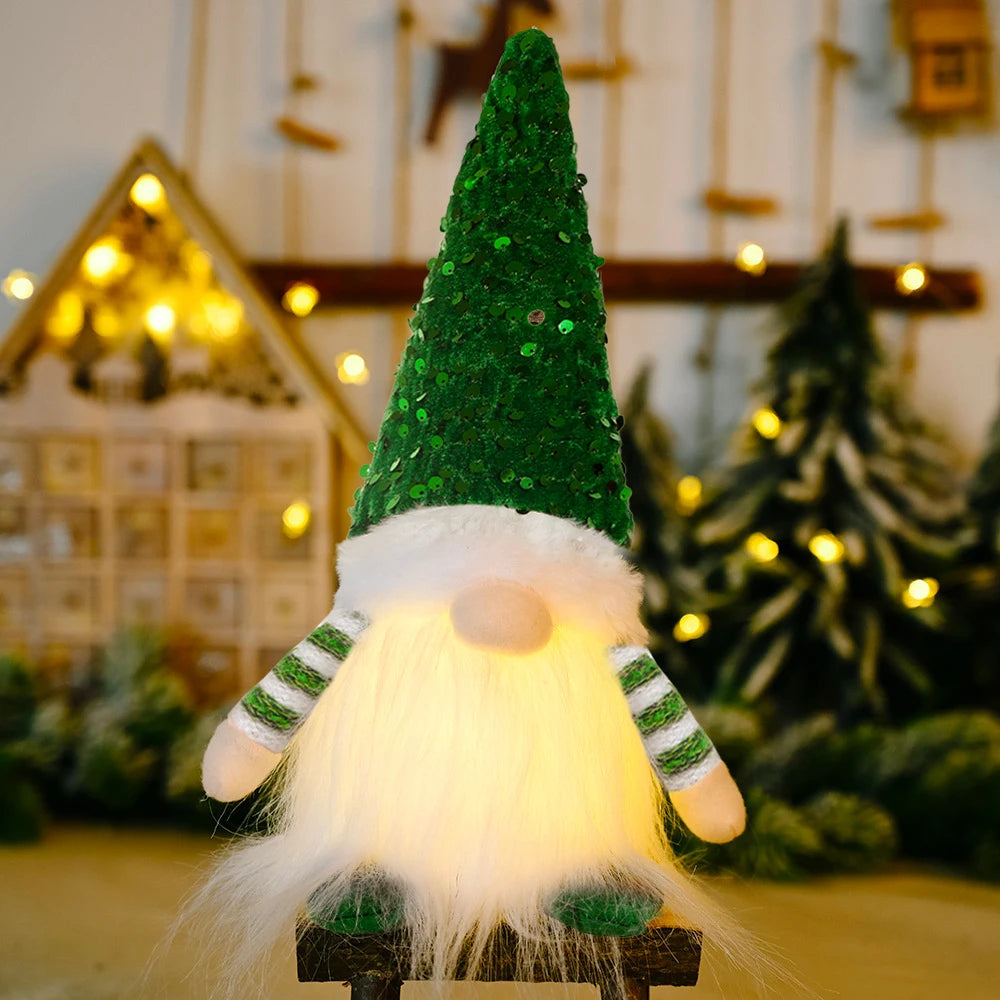 Glowing Christmas Gnome Doll – 30cm LED Faceless Plush Ornament for Tree & Home Holiday Decoration 2025