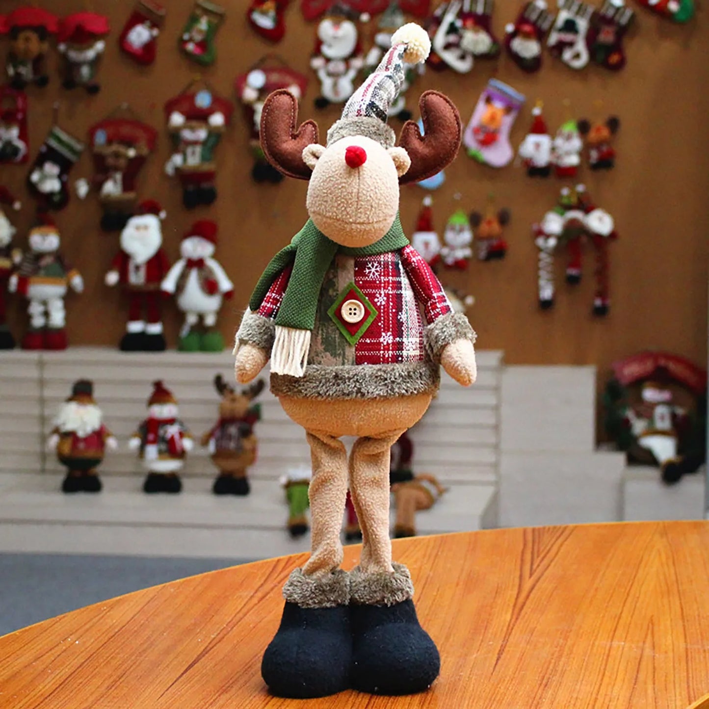 3pcs Standing Christmas Dolls Set – Santa Claus, Snowman & Reindeer Holiday Decorations for Home & New Year Gift