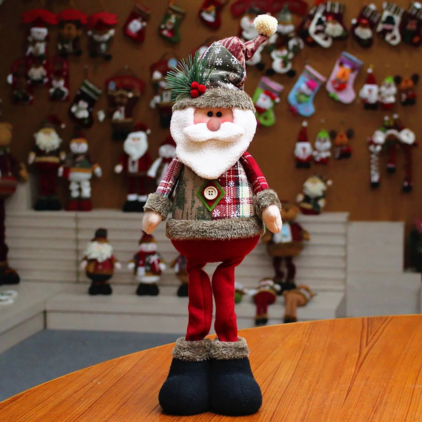 3pcs Standing Christmas Dolls Set – Santa Claus, Snowman & Reindeer Holiday Decorations for Home & New Year Gift
