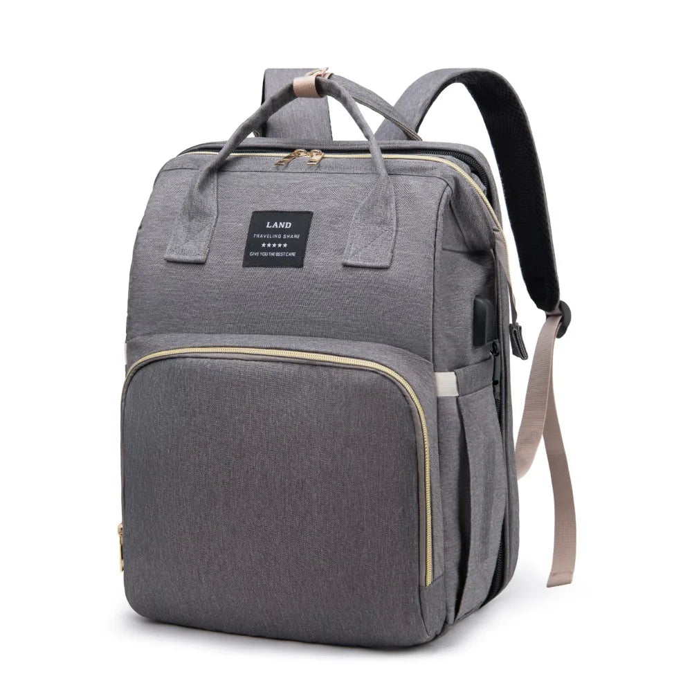 Mommy Bag with Foldable Crib – Large-Capacity Travel Maternity Backpack for Baby Care