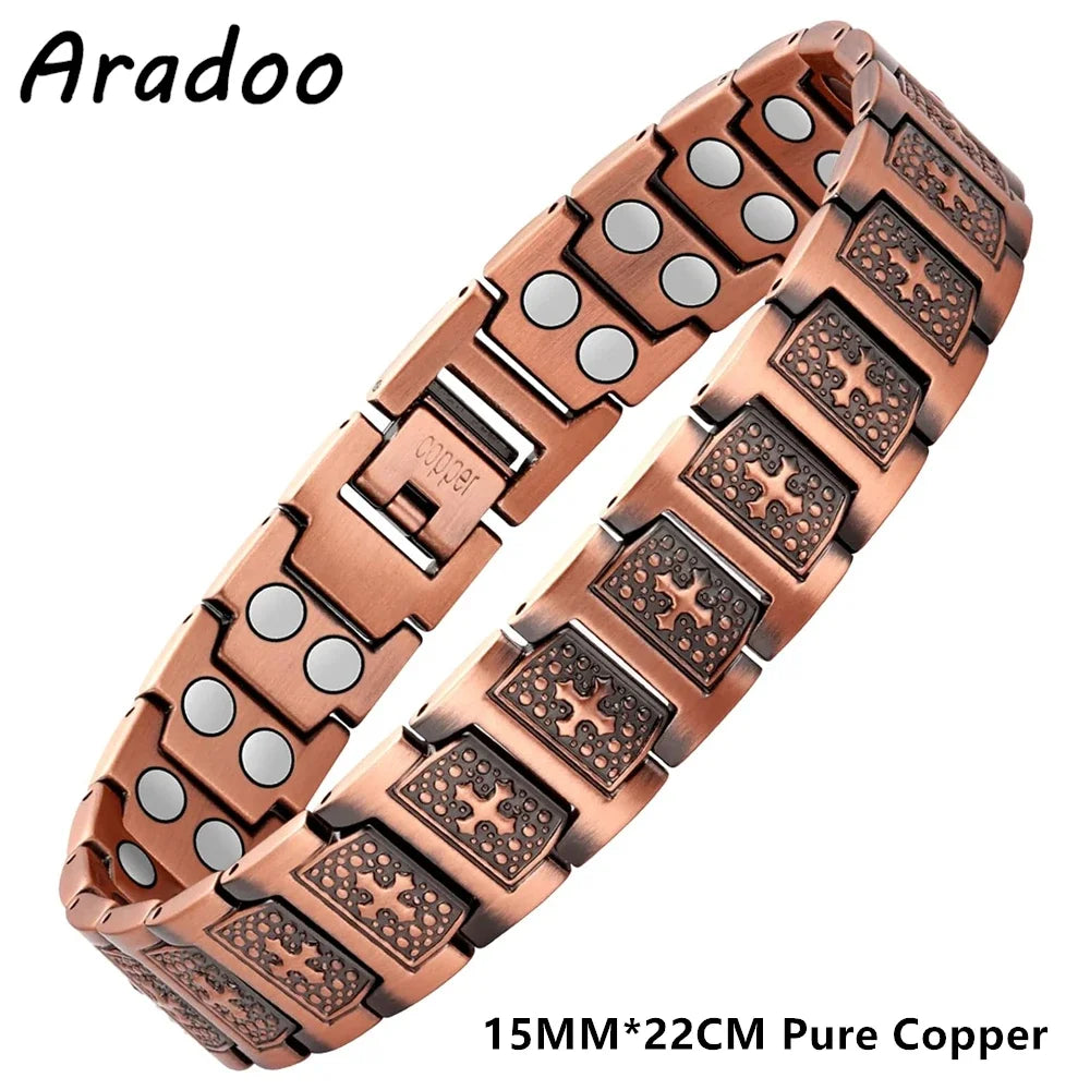 ARADOO Men’s Copper Magnetic Bracelet – Pure Copper Neodymium Link Therapy Jewelry Gift