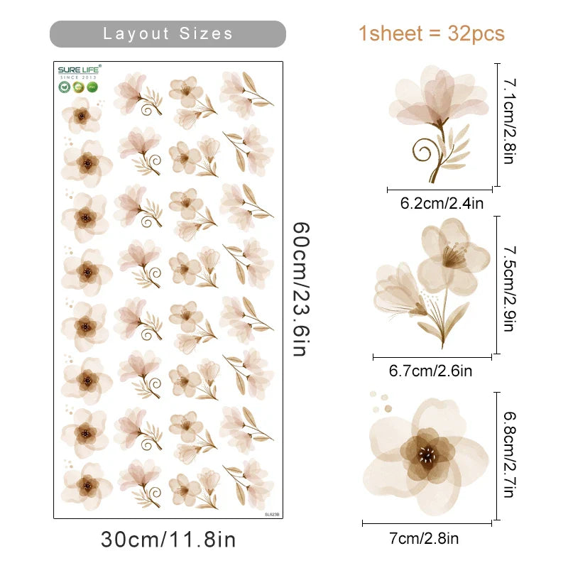 Playful Watercolour Wonders Wall Stickers: Botanical Floral Garden & Butterflies