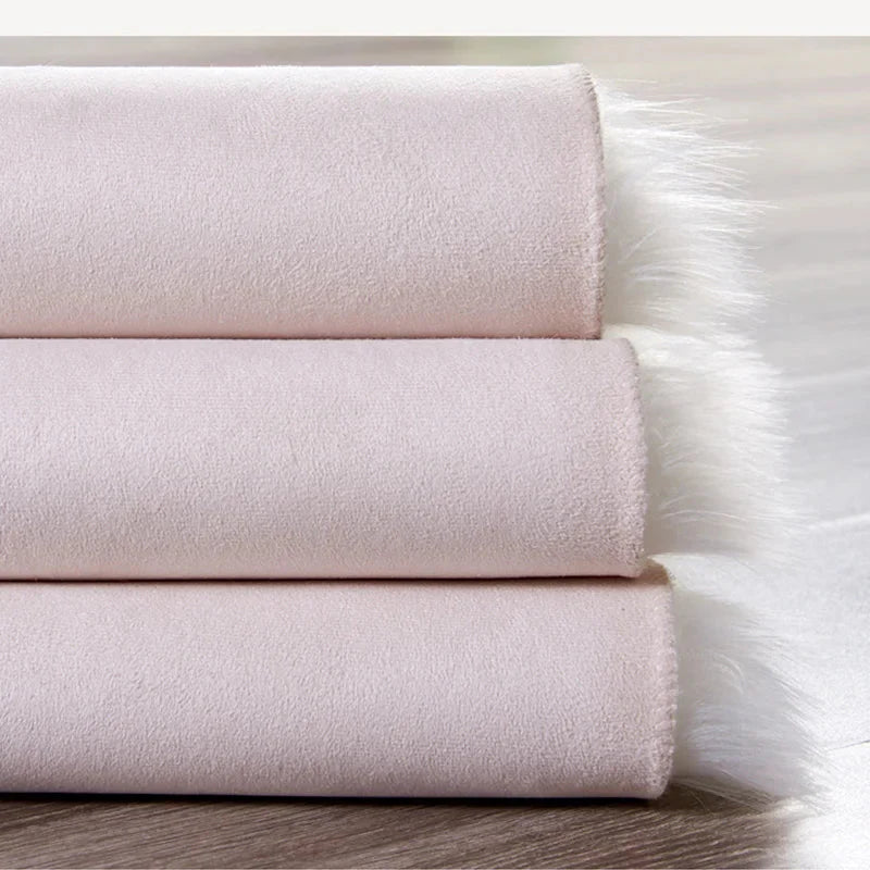 Soft & Fluffy Plush Faux Fur Sheepskin Long Pile Rug - White, Grey & Mink Brown