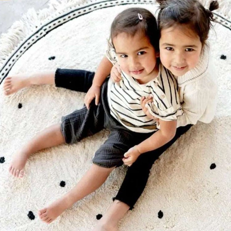 Soft White Playmat For Children's Room with Dot & Tassel Detail - 3 Colours