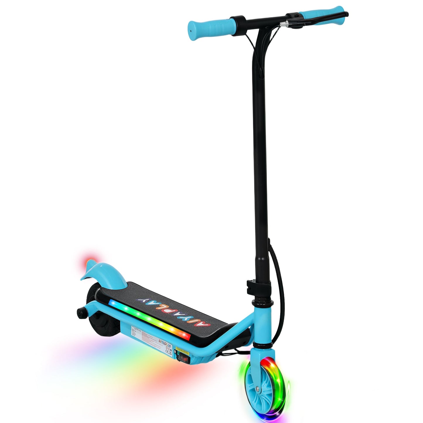 AIYAPLAY Youth Electric Scooter with Dual Brakes & Colorful Lights