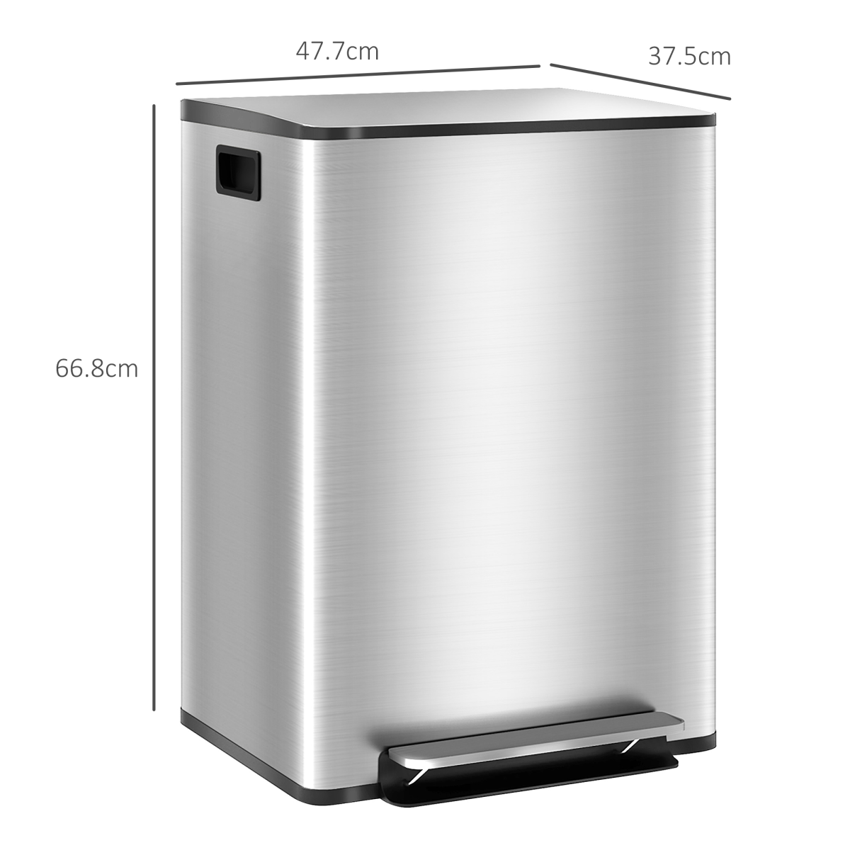 Stainless Steel 25L Double Kitchen Pedal Bin with Soft-Close Lid