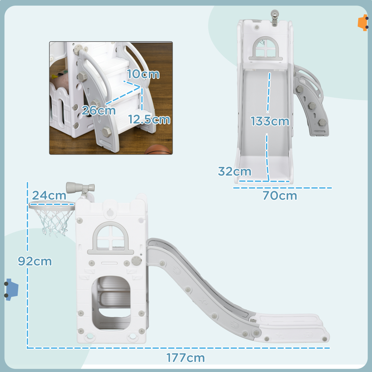AIYAPLAY 4-in-1 Indoor Kids Slide: Fun & Safe Playset for Toddlers 1-3 Years