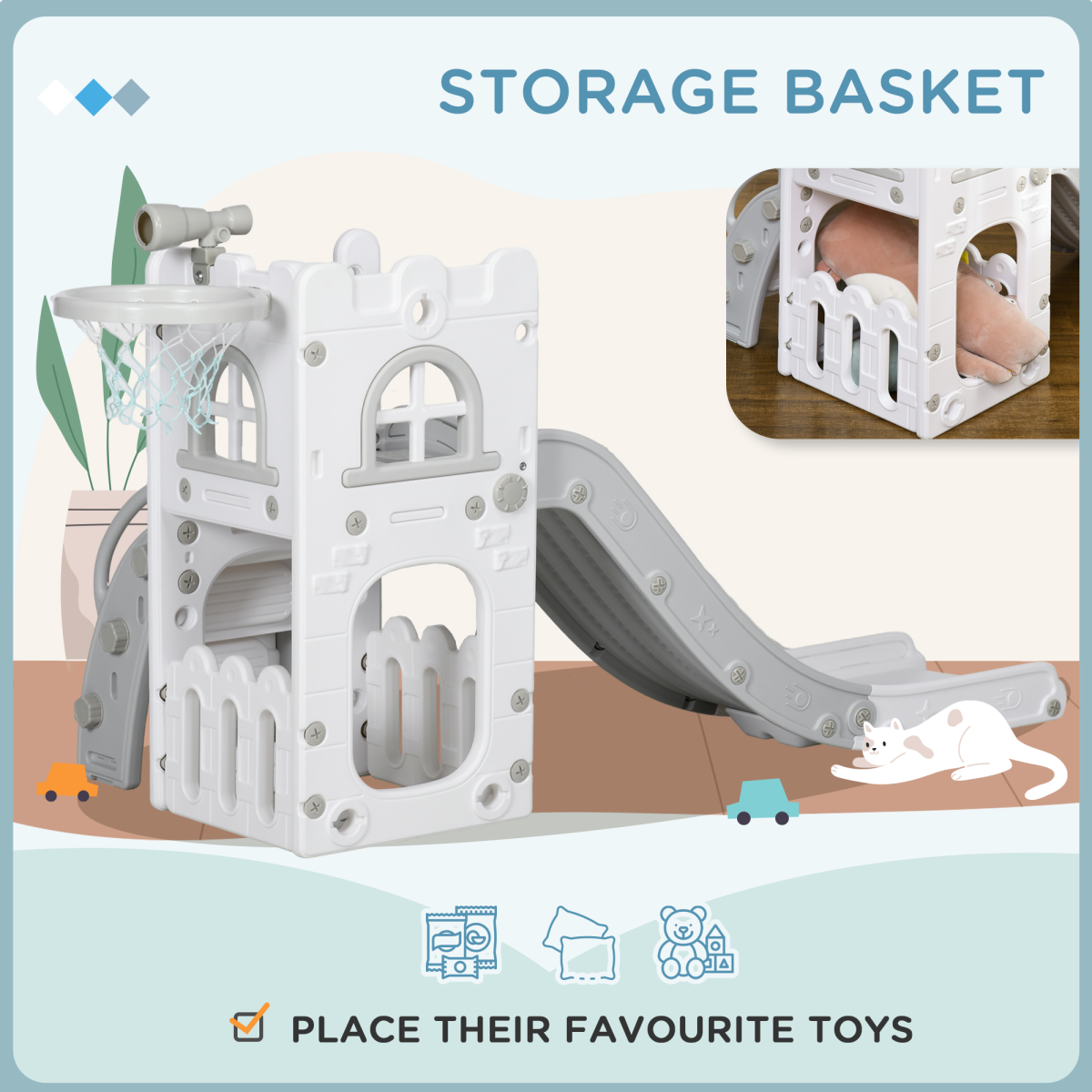 AIYAPLAY 4-in-1 Indoor Kids Slide: Fun & Safe Playset for Toddlers 1-3 Years