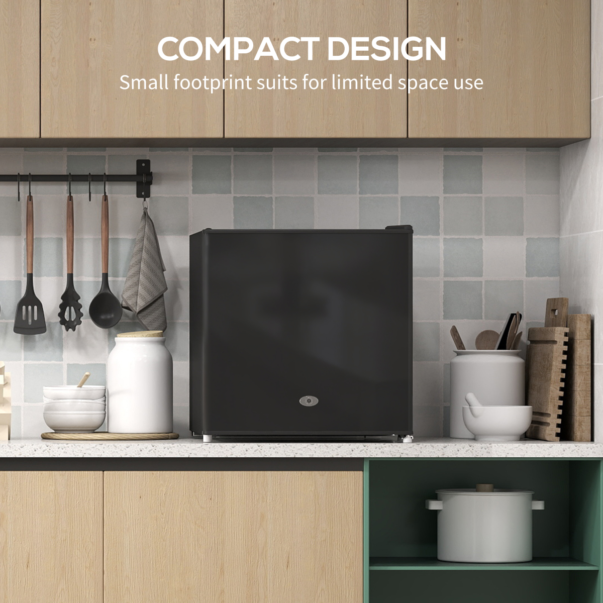 35L Compact Tabletop Freezer - Space-Saving Black Design with Keys