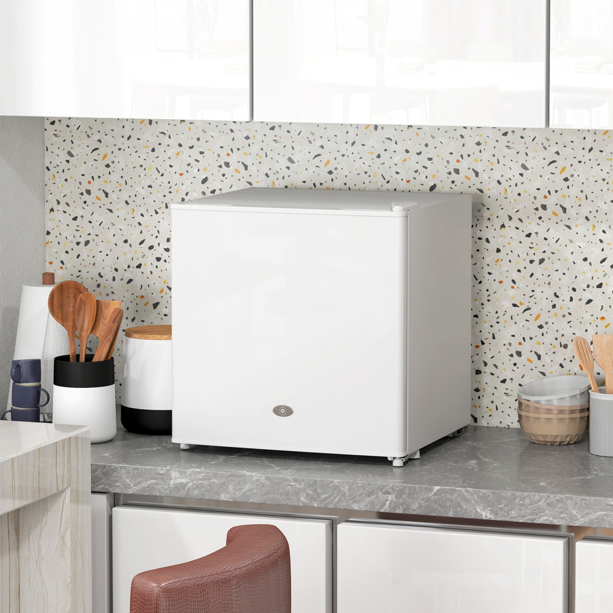35L Compact Tabletop Freezer - Space-Saving Black Design with Keys