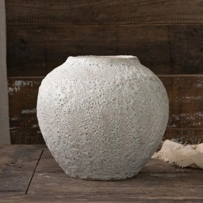 White Luxury Ceramic Decorative Textured Flower Vase - 3 Sizes