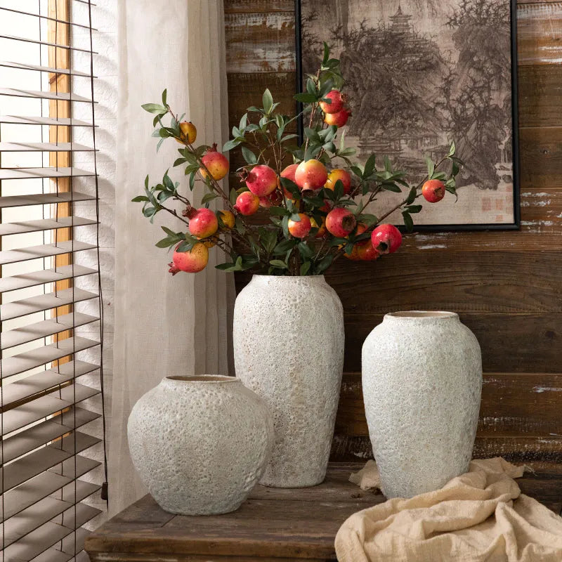 White Luxury Ceramic Decorative Textured Flower Vase - 3 Sizes