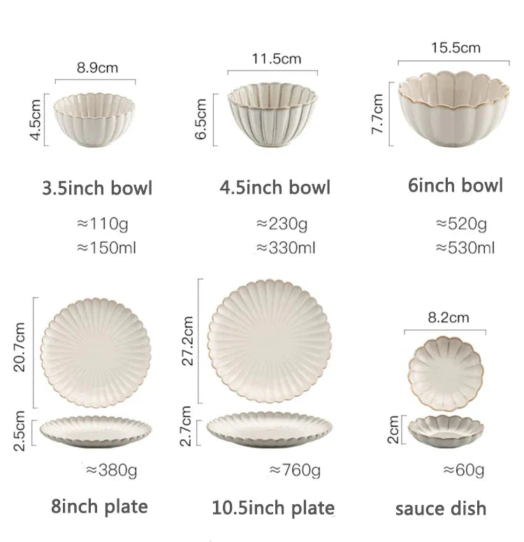 White Scalloped Ceramic Tableware Plates & Bowls - 6 Sizes & Sets