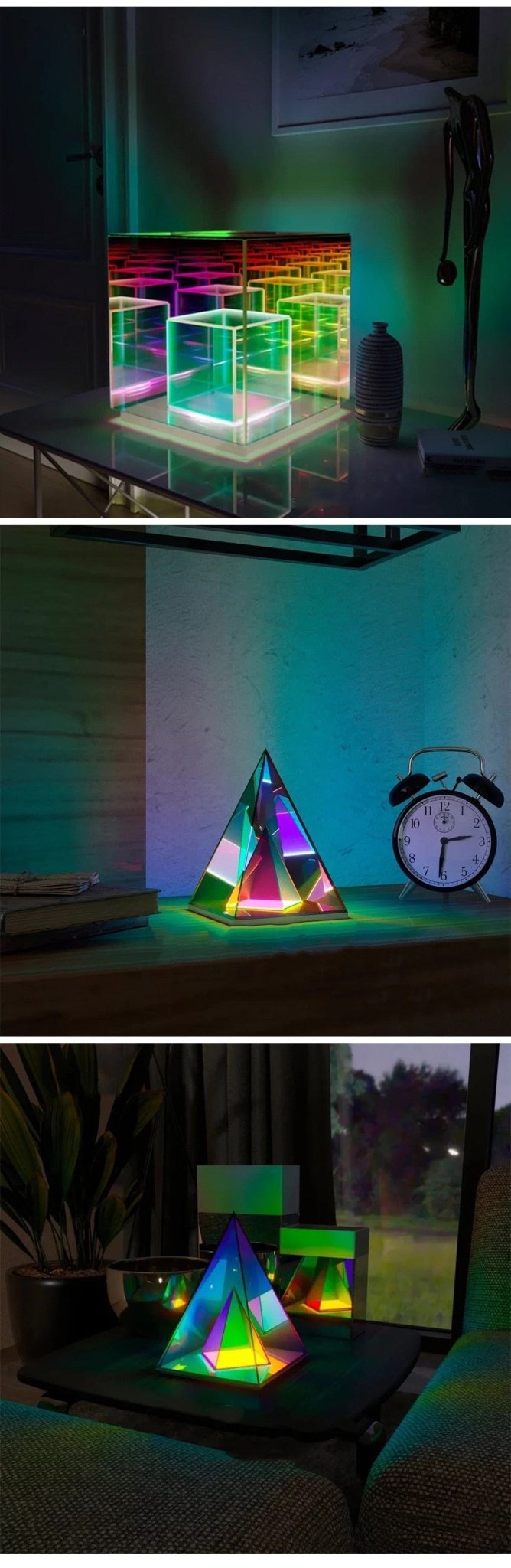 Atmospheric Pyramid Acrylic Lamp - Colorful Table Light