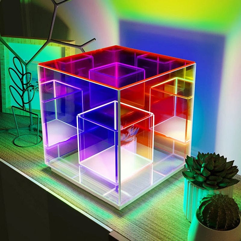 Atmospheric Pyramid Acrylic Lamp - Colorful Table Light