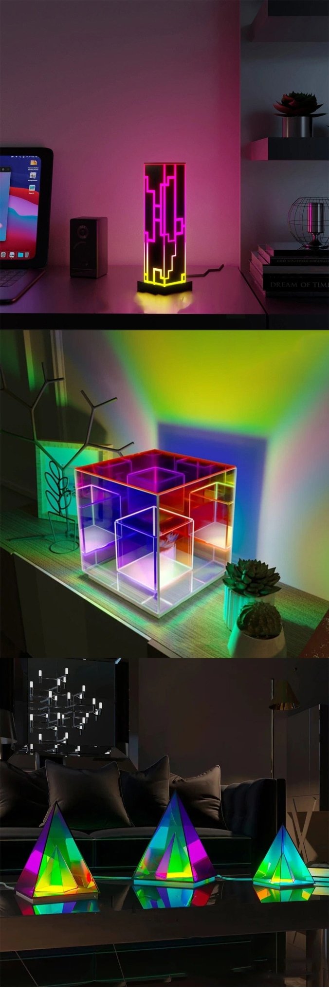 Atmospheric Pyramid Acrylic Lamp - Colorful Table Light