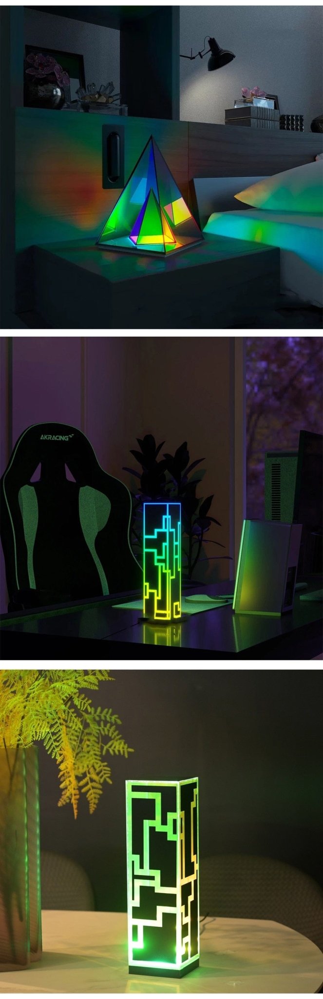 Atmospheric Pyramid Acrylic Lamp - Colorful Table Light