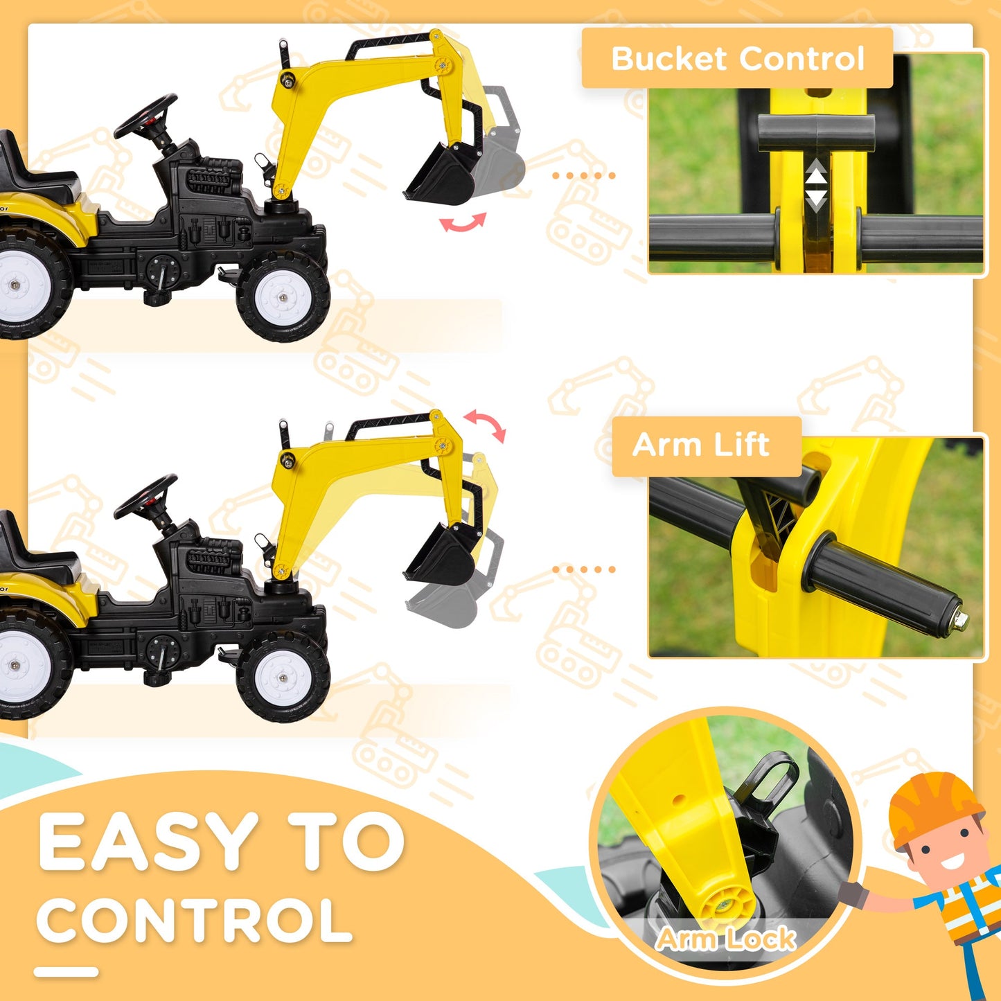 Pedal Power Kids' Ride-On Digger