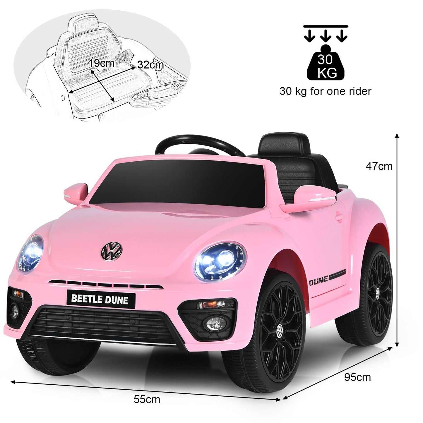 12V Volkswagen Beetle Electric Kids Ride on Car with Remote Control