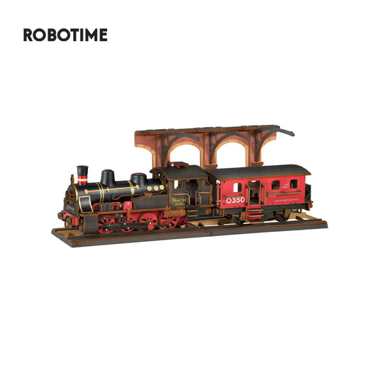 Rolife Steam Journey 3D Wooden Puzzle - Easy Assemble Traditional Train Model with Pre-Colored Design - Perfect Gift for All Ages!
