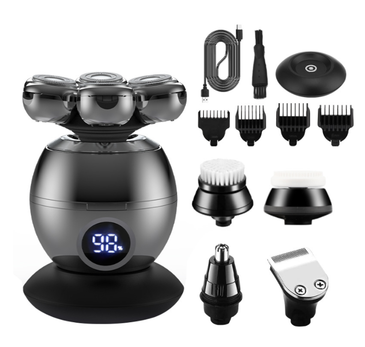 Electric Shaver Floating Head USB Charging Dock LCD Waterproof Portable Grooming Kit