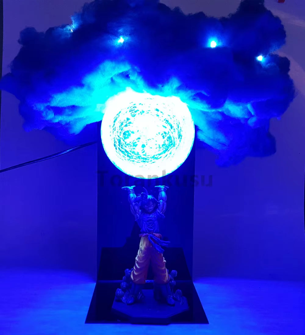 Dragon Ball Anime Son Goku Spirit Bomb with Cloud Lamp Led Bulb Action Figures