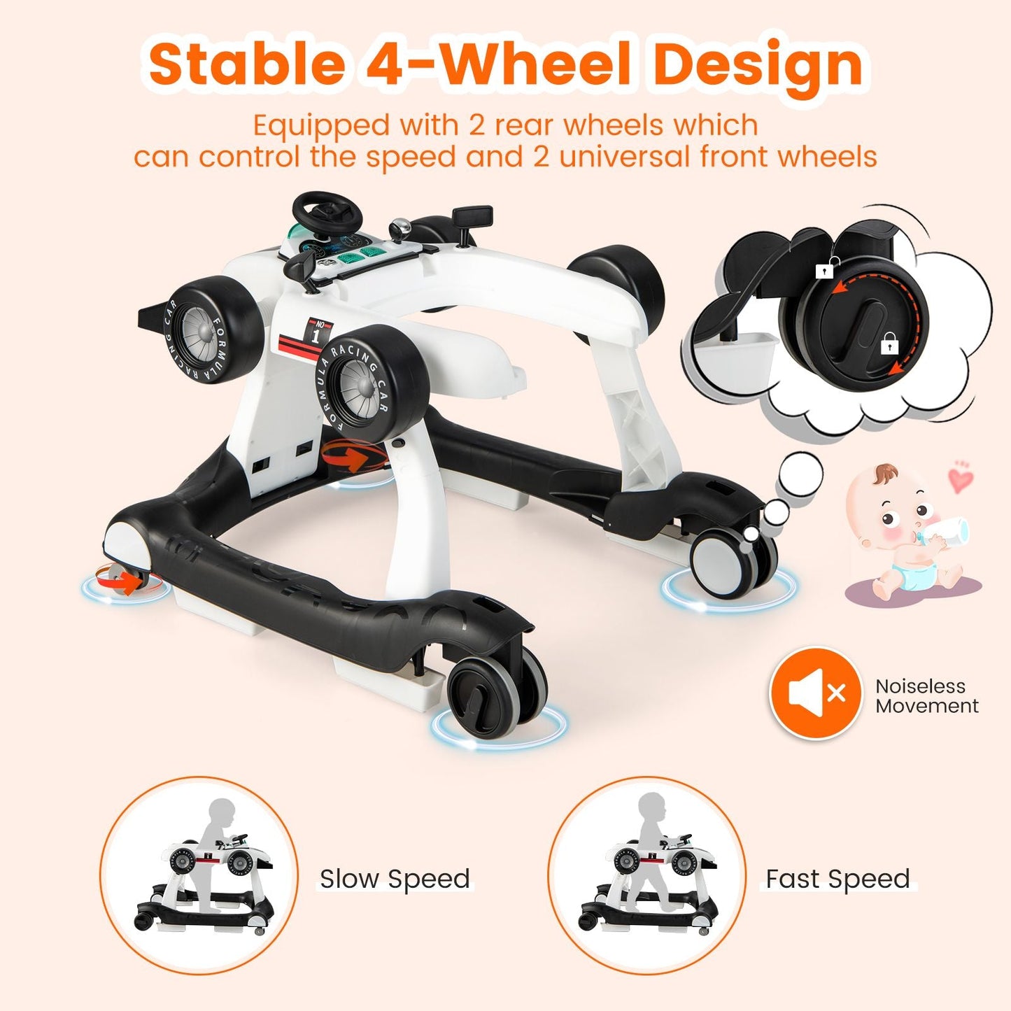 Versatile 4-In-1 Baby Push Walker