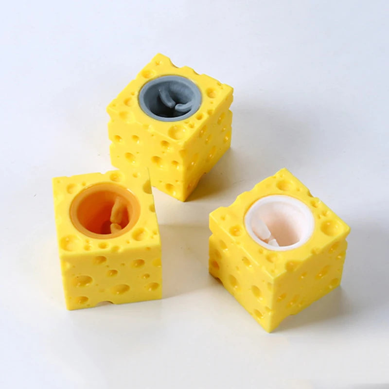 Stress-Relieving Cheese Mouse Fidget Toy & Squirrel Cup Prank Stress Ball for Fun and Relaxation