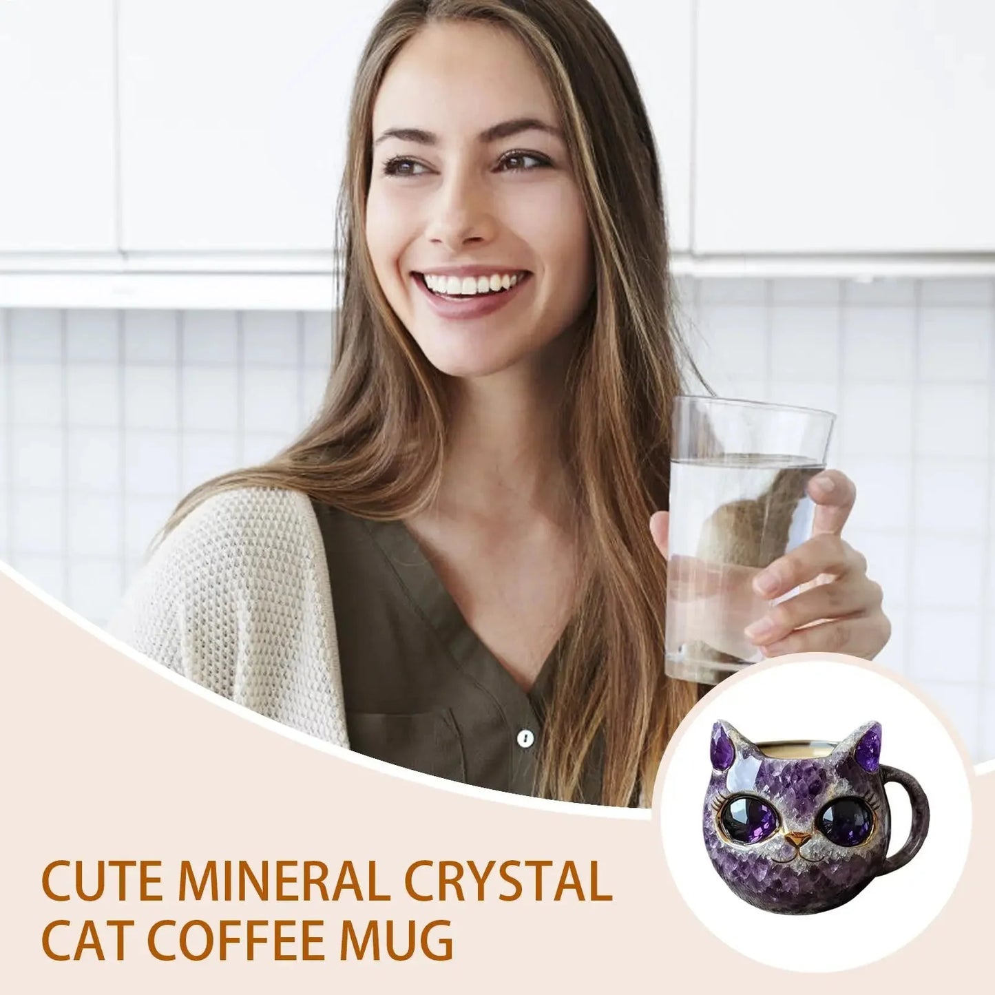 Cat Mineral Crystal Coffee Handmade Mugs