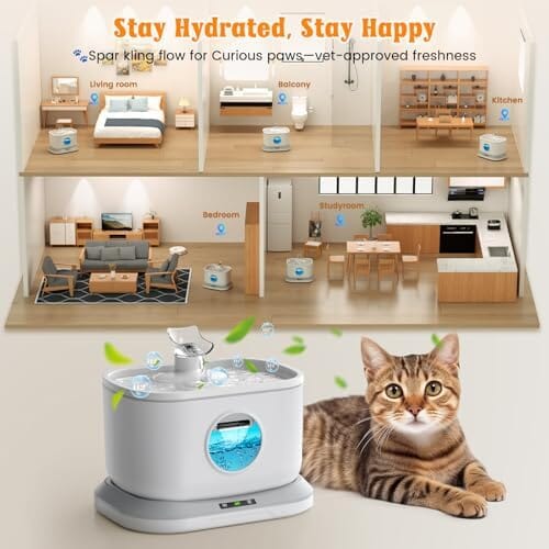 Cat Water Fountain & 4 Packs Replacement Filters