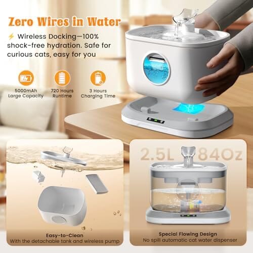 Cat Water Fountain & 4 Packs Replacement Filters