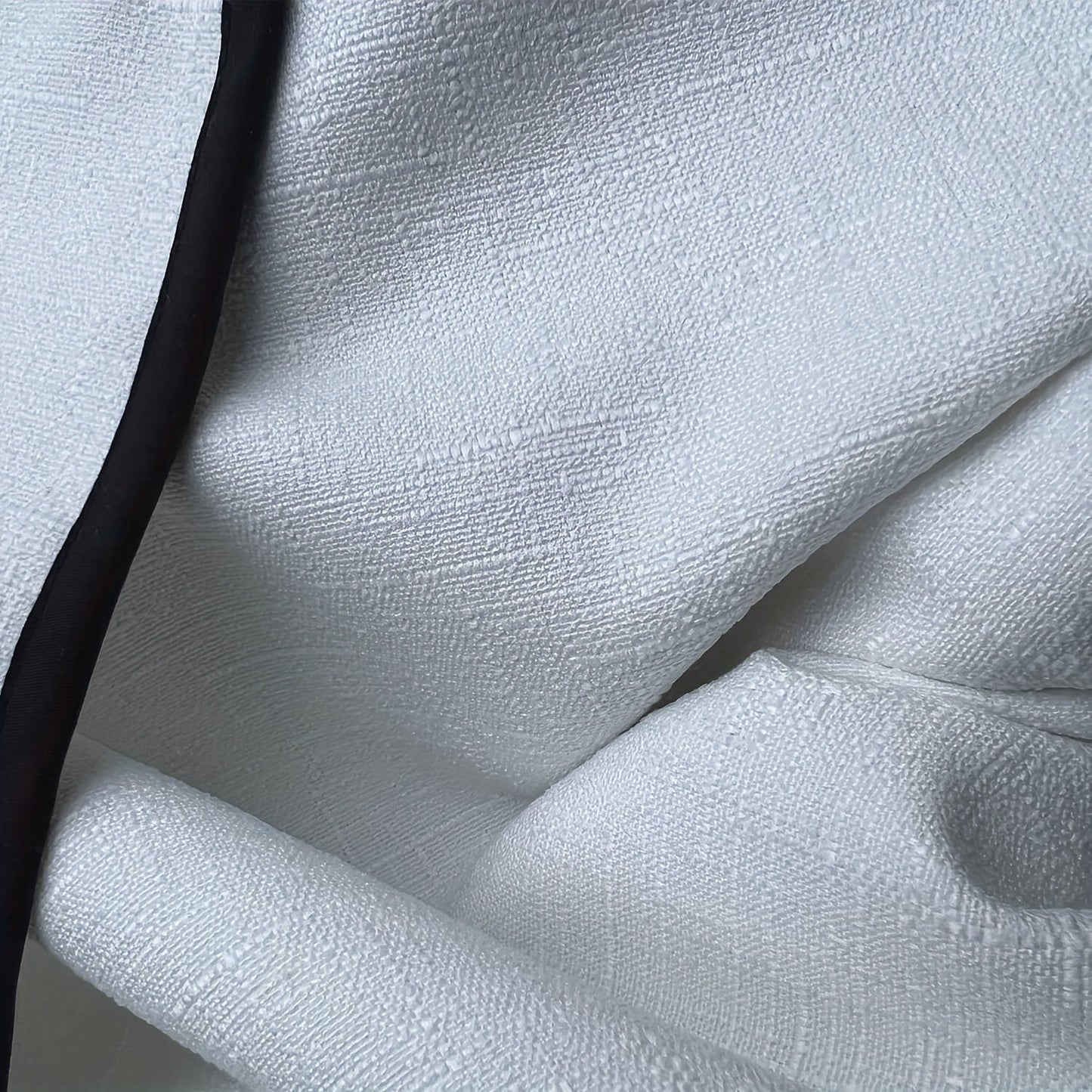 Soft Luxurious Imitation Linen White Cushion Cover with Black Piping