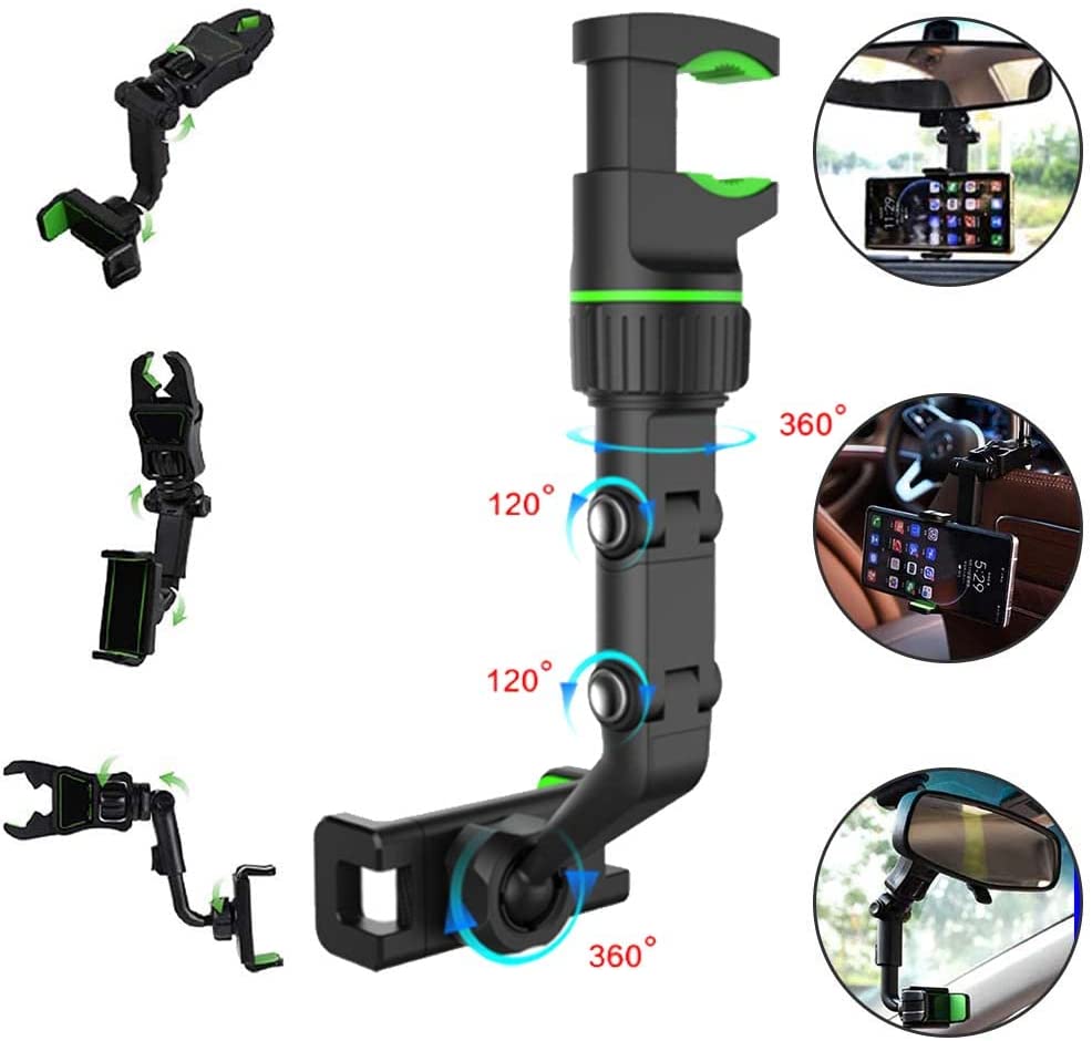 Car Phone Holder - Multifunctional Rearview Rotating  GPS Holder 360°