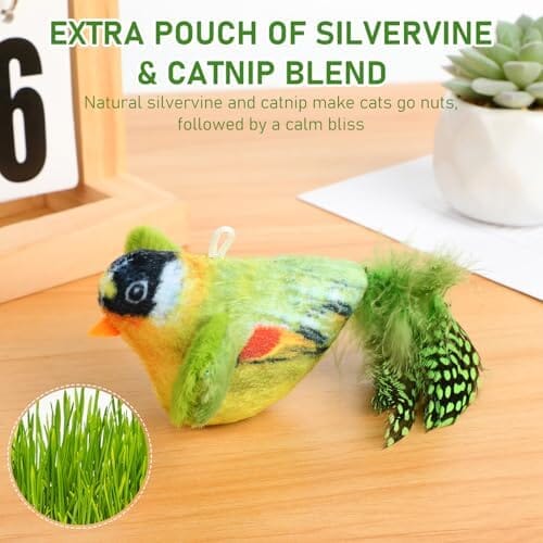 Chirping Bird Cat Toy, Interactive Sound Simulation Sparrow Bird for Cats