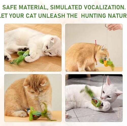 Chirping Bird Cat Toy, Interactive Sound Simulation Sparrow Bird for Cats
