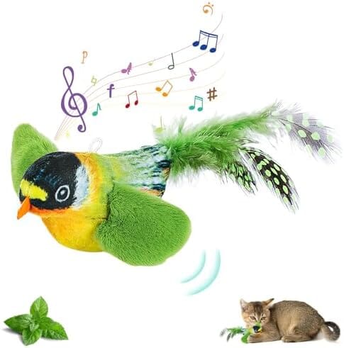 Chirping Bird Cat Toy, Interactive Sound Simulation Sparrow Bird for Cats