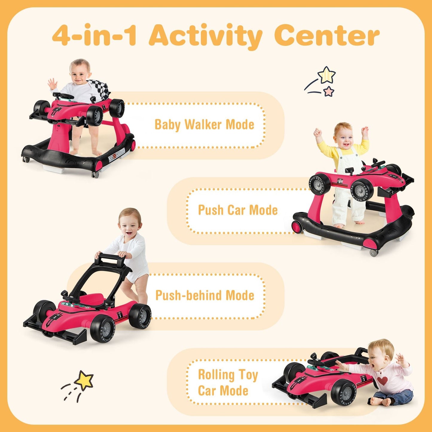 Versatile 4-In-1 Baby Push Walker