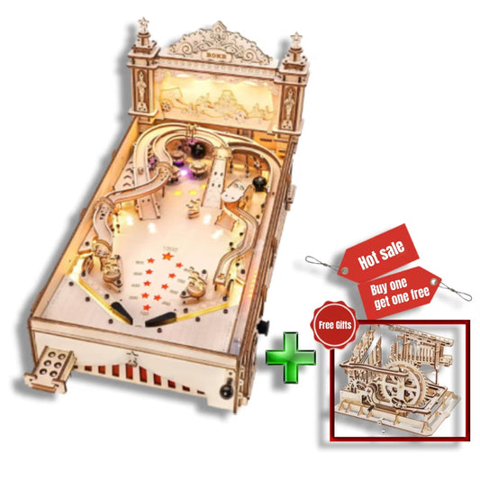 ROKR Vintage 3D Pinball Machine - Fun for Kids and Adults, Perfect Family Party Game, Easy Assembly Wooden Puzzle EG01
