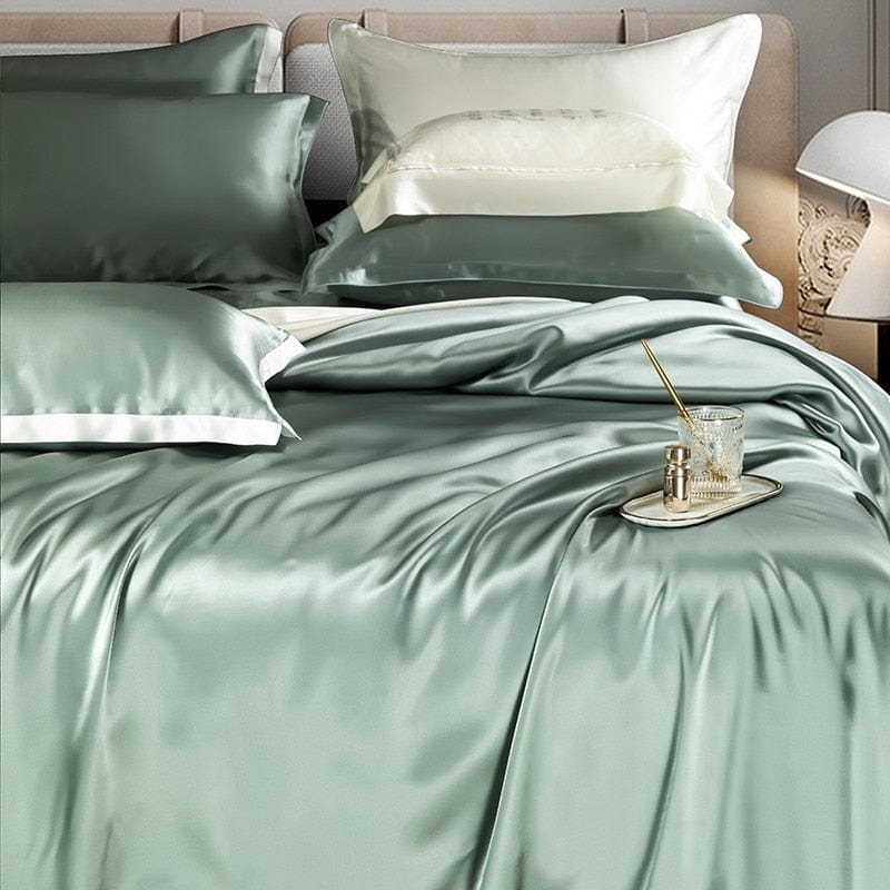 Premium Teal Mulberry Silk Bedding Set