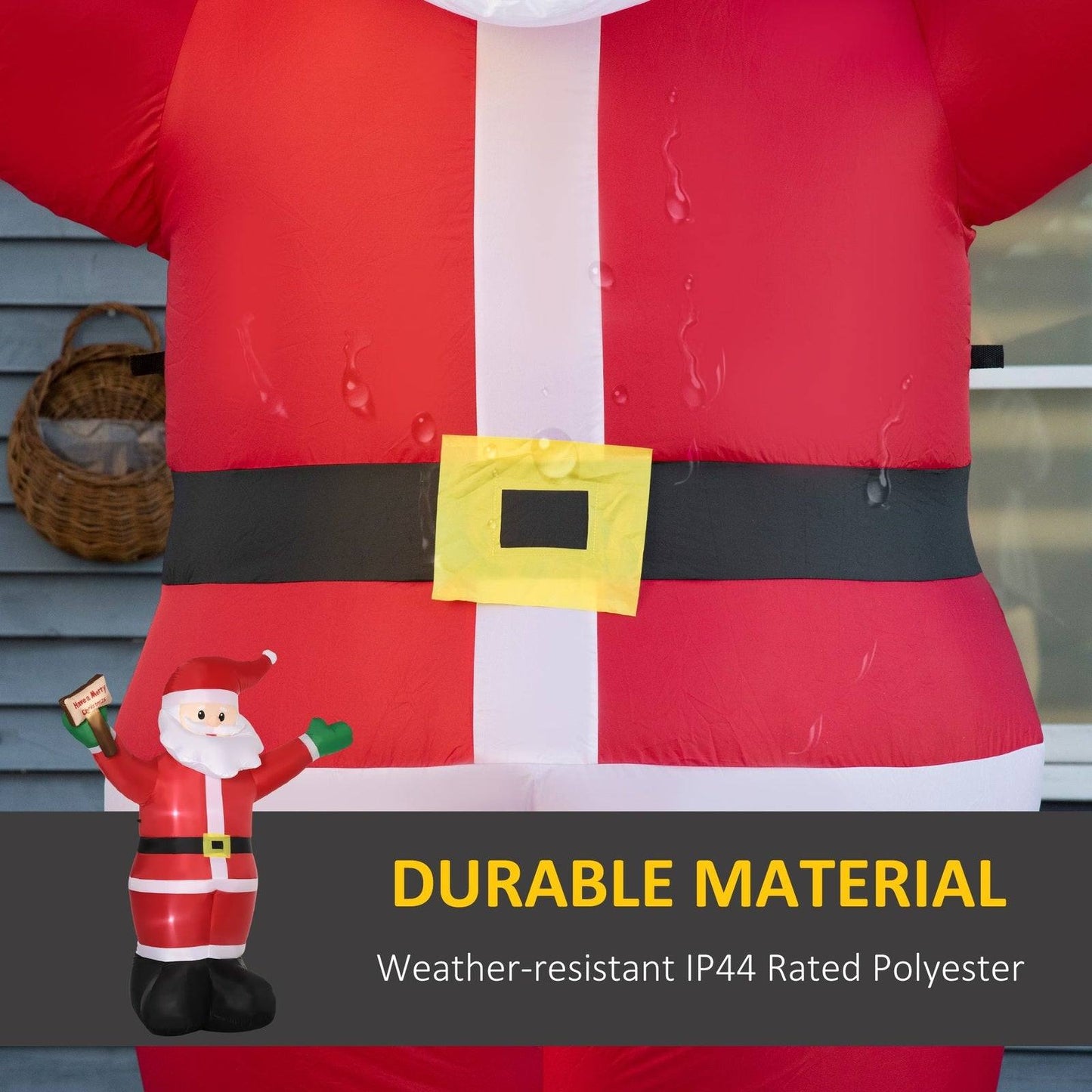 8ft Inflatable Christmas Santa Claus Holds Light Sign of Blessings