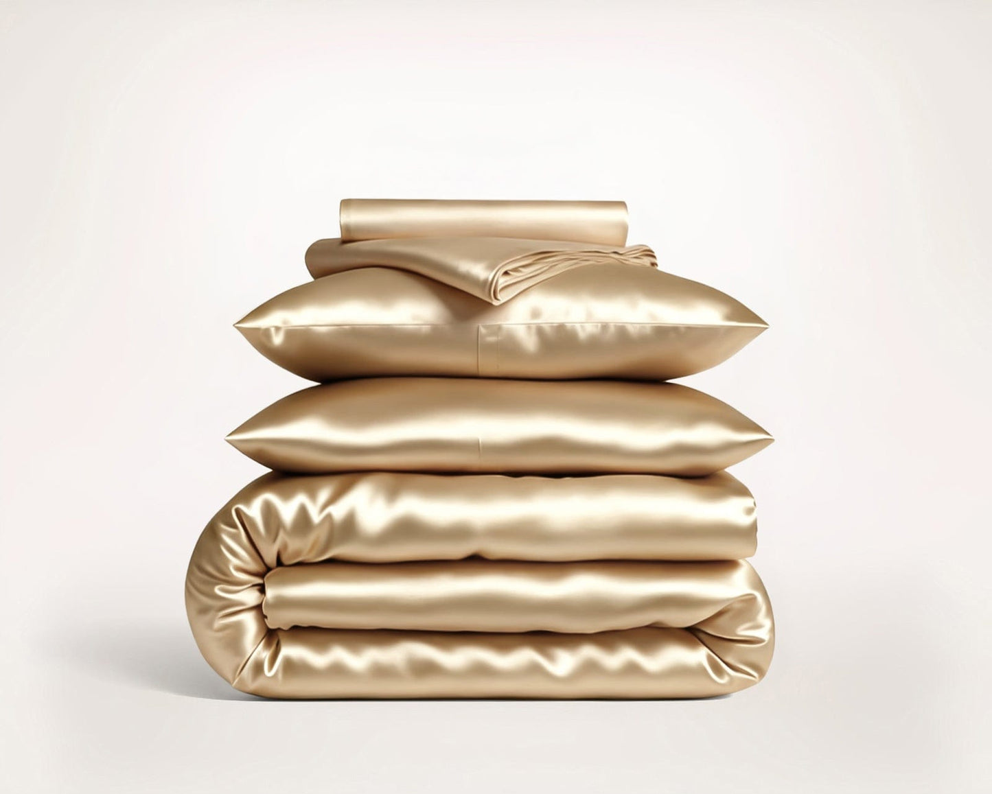 Premium Champagne Mulberry Silk Bedding Set