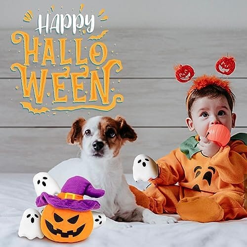 Halloween Dog Toy - Pumpkin & Ghosts Dog Halloween Toys