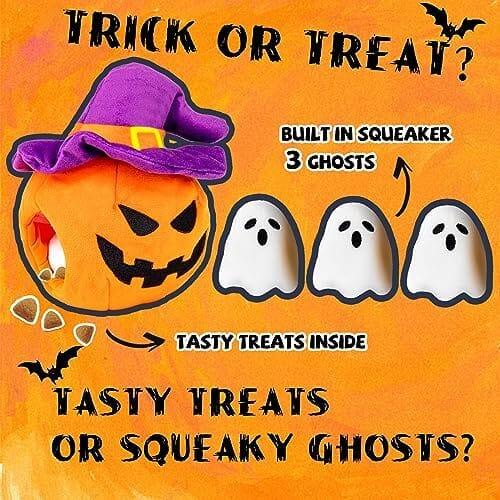 Halloween Dog Toy - Pumpkin & Ghosts Dog Halloween Toys