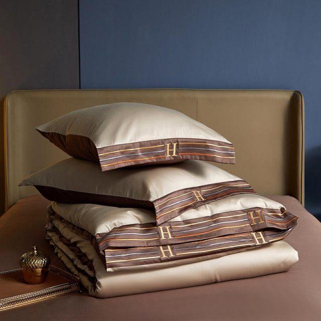 Cream Visna Duvet Cover Set (Long-staple Sateen Cotton)