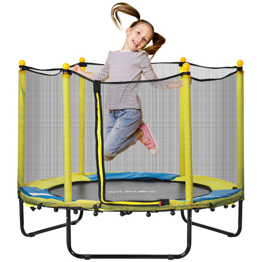 Safe 4.6FT Kids Trampoline with Enclosure for Ages 1-10